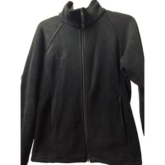 Black Columbia Full Zip Fleece Jacket with Tassels and Black Logo Size Small - Picture 1 of 5